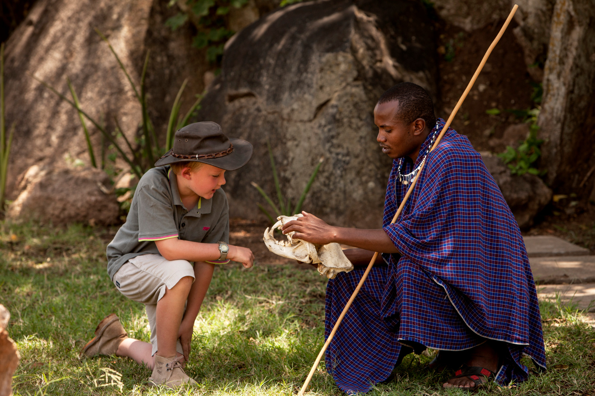 Family enjoying a Maasai-led walk in the Serengeti