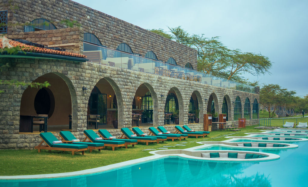 Pool colonnade at Giraffe Manor Tanzania