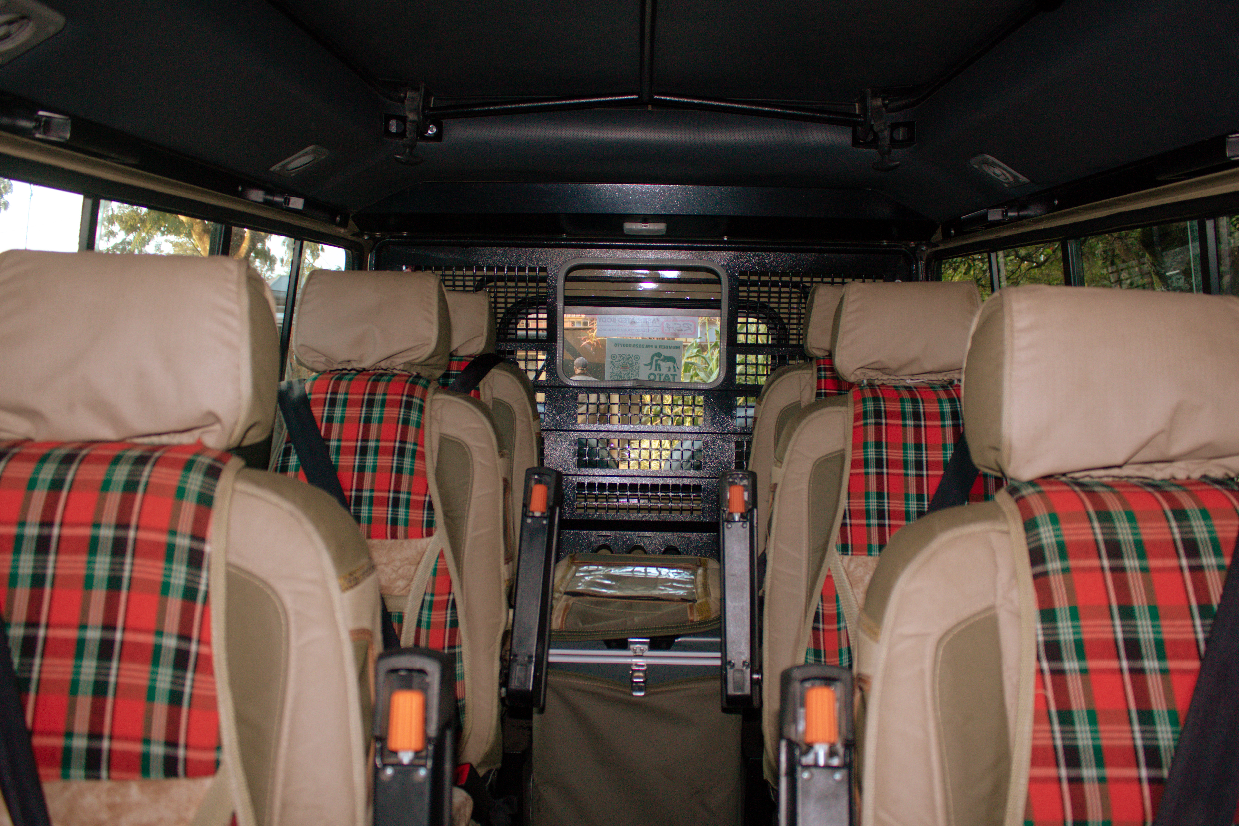 Comfortable private safari vehicle interior
