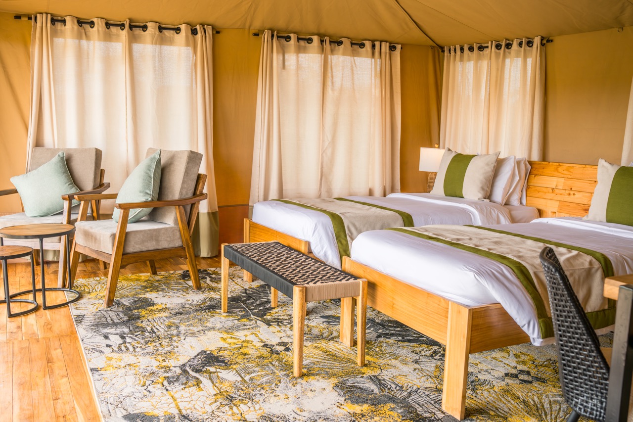 Tented room at Jackals' Lair Camp in central Serengeti