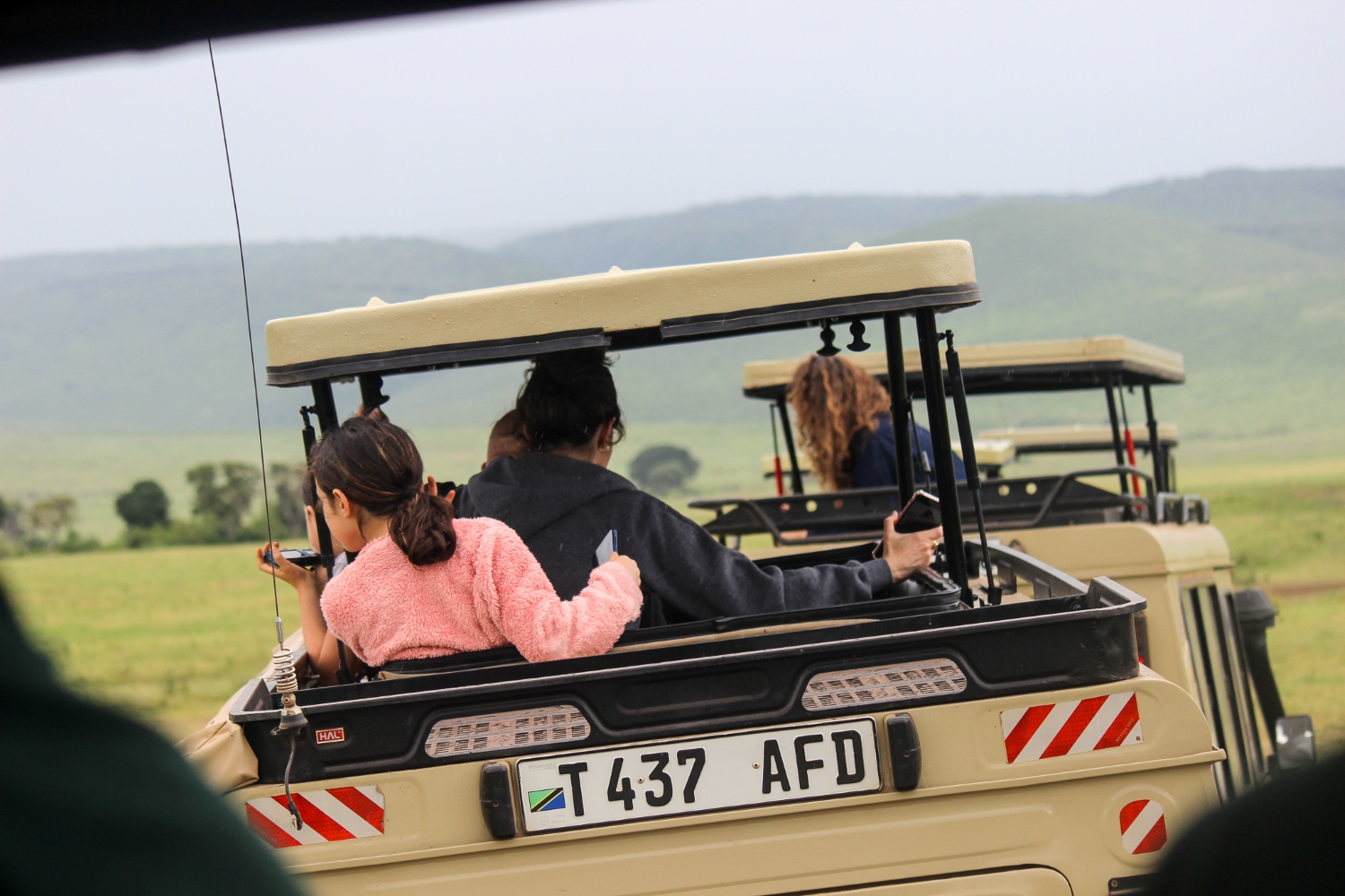 Family on safari in Tanzania