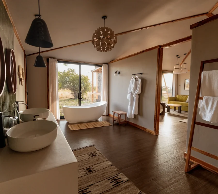Bathroom in a Tanzania safari suite